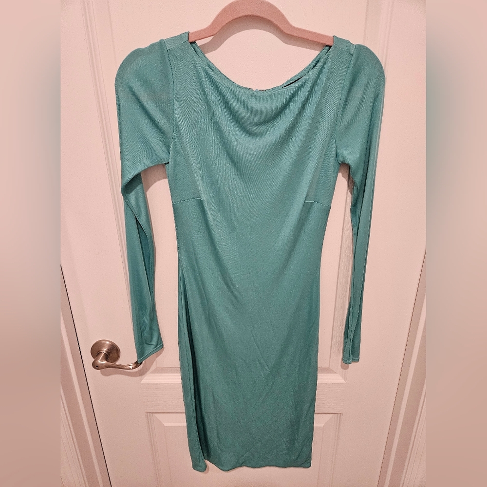 Ralph Lauren Black Label Teal Long Sleeve Sheath Dress Size 4